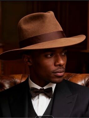 Men's Brown Felt Fedora Hat - Classic Dress Hat